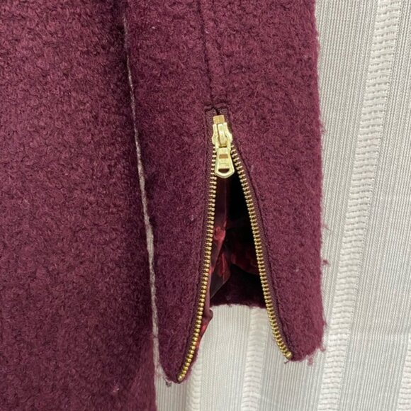 Guess‎ Los Angeles Fuzzy Pea Coat Wine Burgundy Size M - Picture 11 of 16